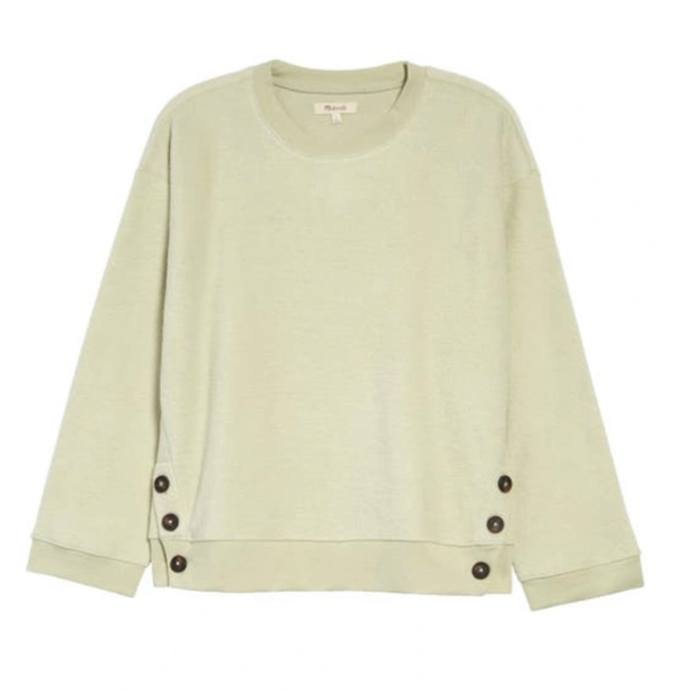 NEW Madewell Resourced Brushed Side Button Relaxed Fit Sweatshirt Small